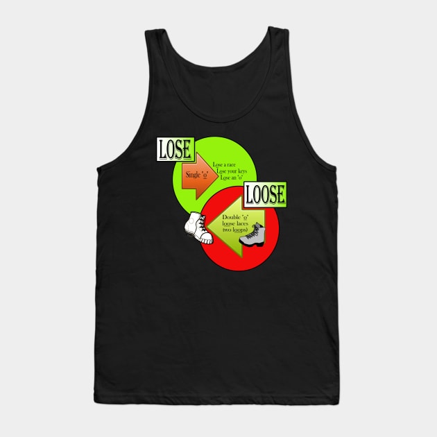 Lose or Loose? Bright, Fun Way To Tell the Difference Between Similar Words. Tank Top by innerspectrum